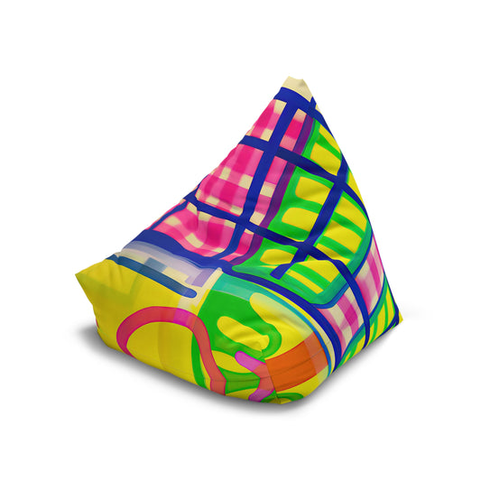 Feature view of 'SyncDrop' bean bag from the Off Grid Edit collection – a vibrant, abstract pattern that stands out.
