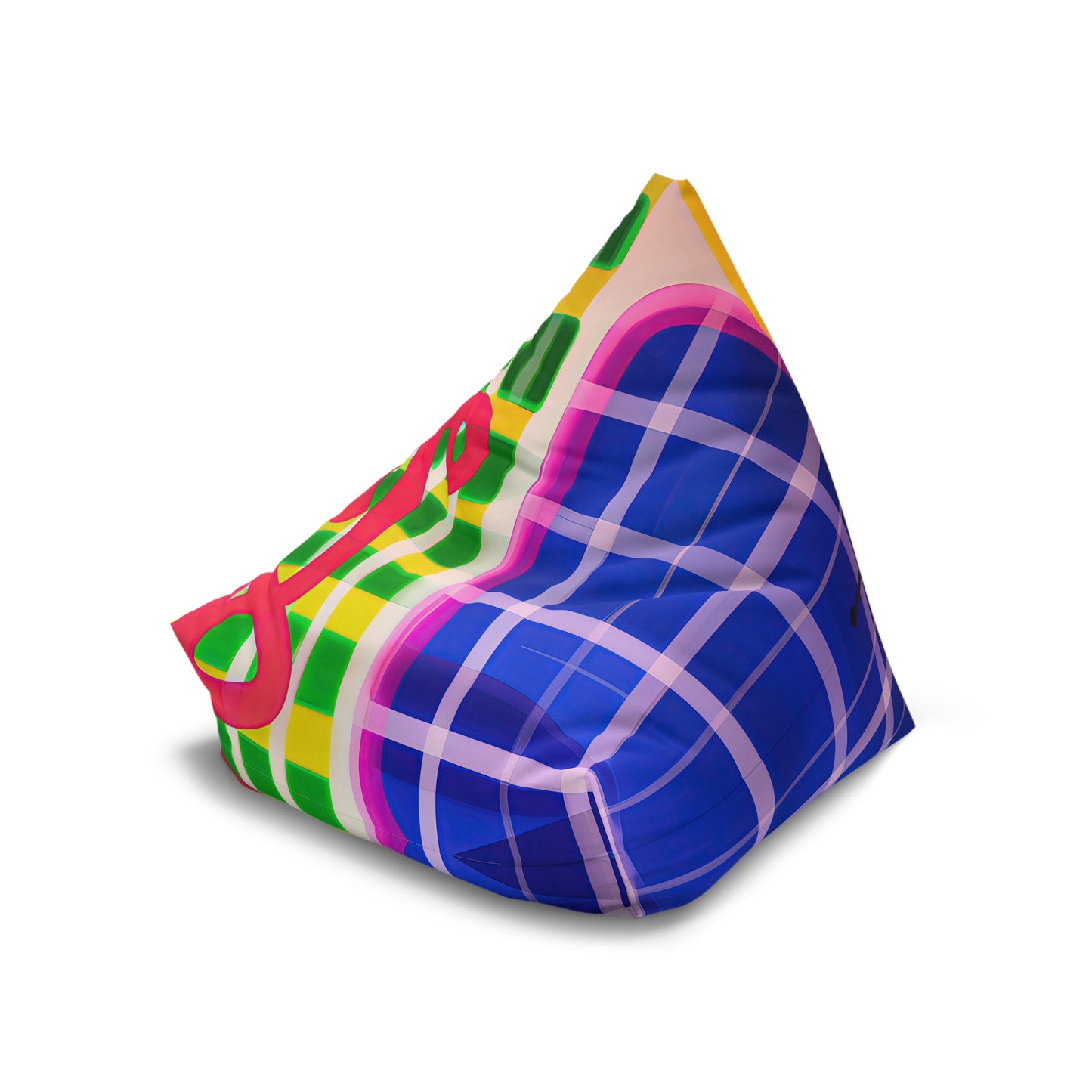 Top view – large size of 'StaticField' designer bean bag cover from the Off Grid Edit – bold, abstract print.