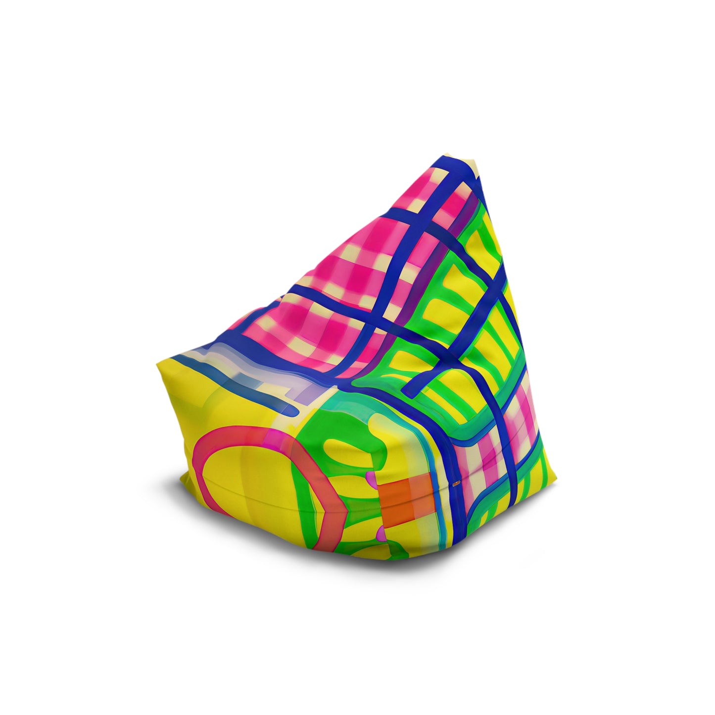 Top view – small size of 'SyncDrop' designer bean bag cover from the Off Grid Edit – bold, abstract print.