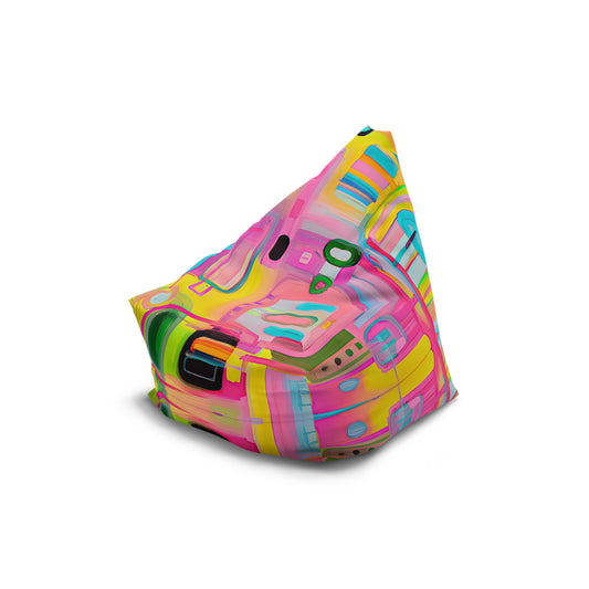 Designer bean bag cover - small “Lolly” with pastel swirls and tech-inspired line work