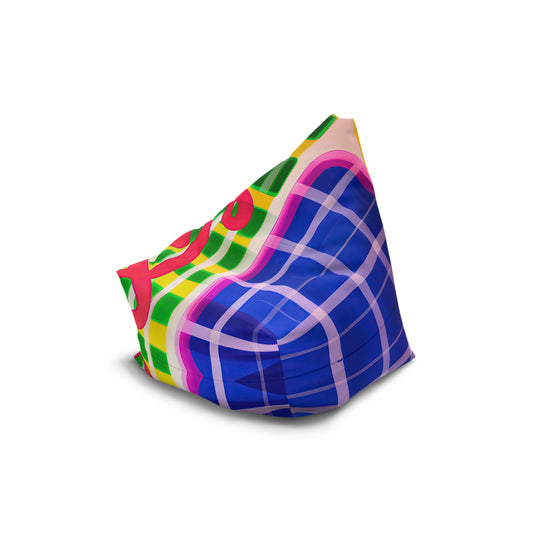 Top view – small size of 'StaticField' designer bean bag cover from the Off Grid Edit – bold, abstract print.