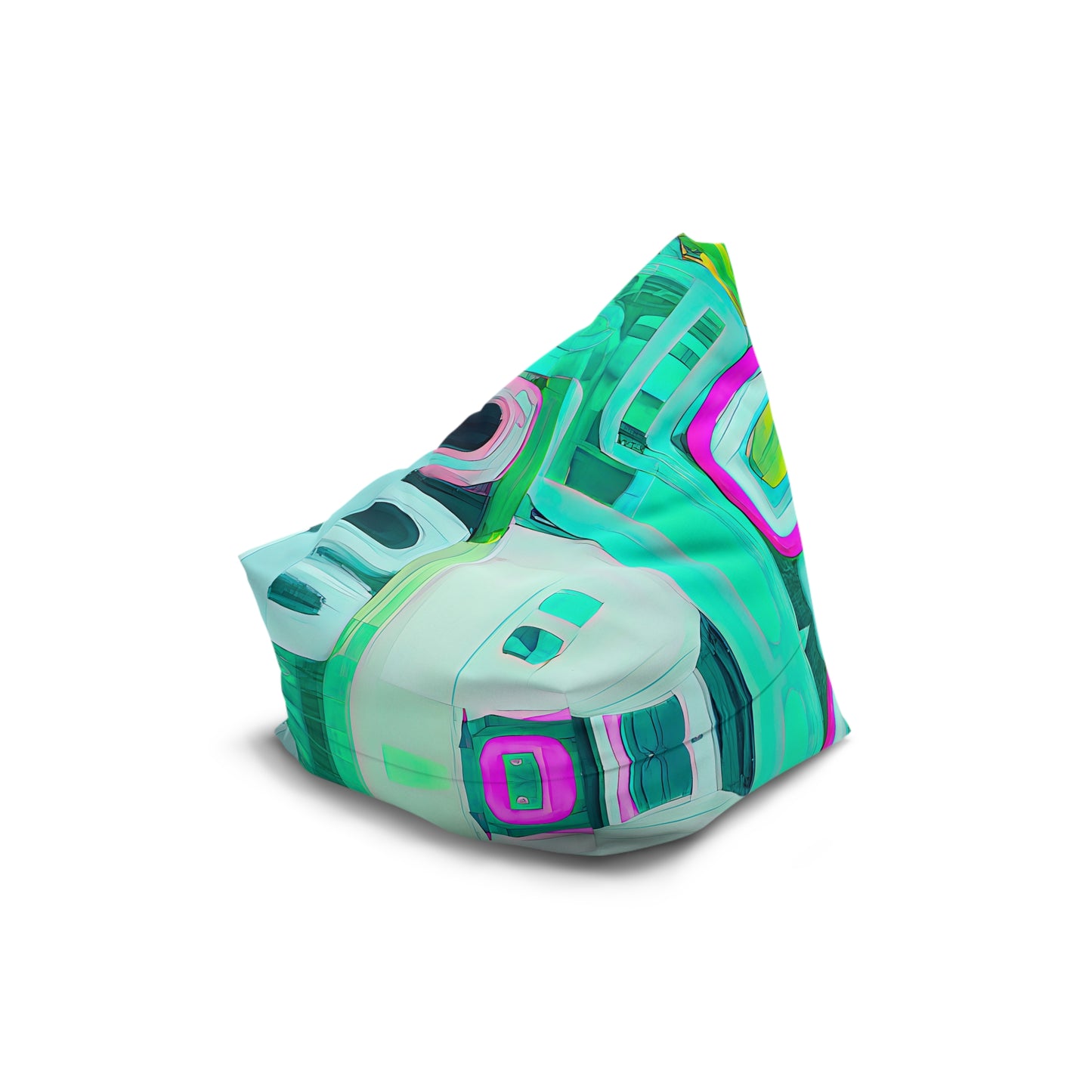 Top view – small size of 'SwellGirl' designer bean bag cover from the Surf Skater Edit – bold, abstract print.